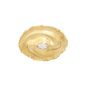 Anhänger/Brosche ziseliert mit Navettediamant von ca. 1 ct,