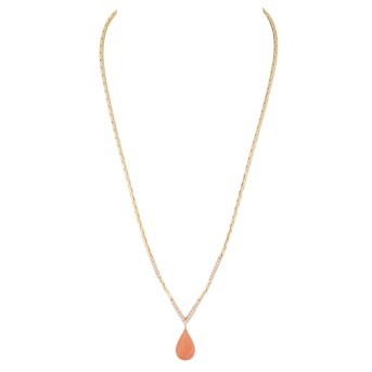 Collier mit feinem Koralltropfen und Brillanten