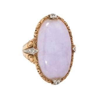 Klassizistischer Ring, ca. um 1910,  mit Burma-Lavendeljade