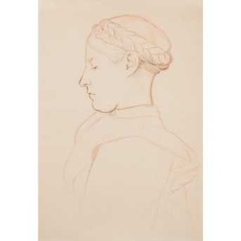 THOMA, HANS (1839–1924) "Profilstudie einer jungen Frau" 1894