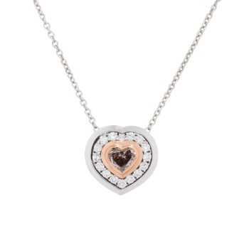 Herzanhänger mit Fancy Pink-Brown Diamant 0,78 ct.