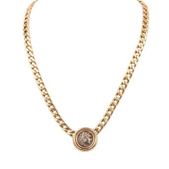 Makedonien – Silberdrachme 4. Jh. v. Chr. mit Goldcollier,