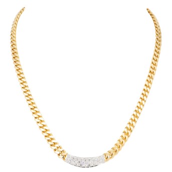 Collier/Panzercollier mit 22 Brillanten und 4 Achtkantdiamanten