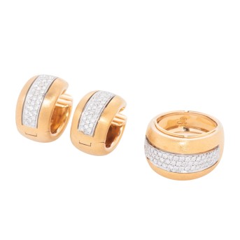 Schmuckset Ring und Ohrringe mit Brillanten