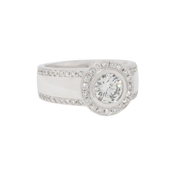 Ring mit Brillant, 0,93 ct, FW (G)/VS2 