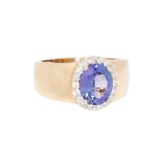 Bandring mit Tansanit entouriert von 18 Brillanten