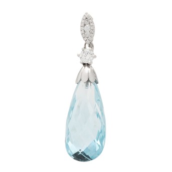 Feiner Clip-Anhänger mit Blautopas-Briolett 23,18 ct. und Brillanten