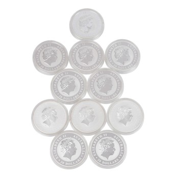 Australien/SILBER - Investmentlot – 11 x 30 Dollars 2012, je 1 kg Kookaburra/Koala,
