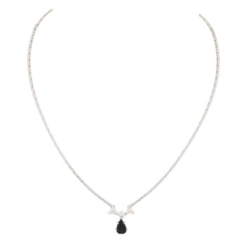 Collier mit Saphirtropfen, 2 Diamantdreiecken