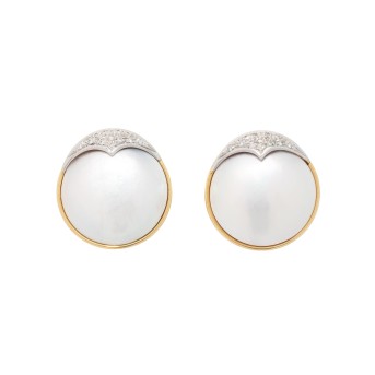 Ohrringe mit Mabeperlen und Brillanten zus. ca. 0,24 ct,