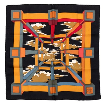 HERMÈS HERMÈS Tuch 'PERSPECTIVE', 42x42cm.