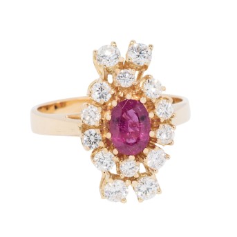 Ring mit pinkfarbenem Saphir und Brillanten