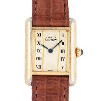 CARTIER Tank Vermeil Ref. 366001 mit Box und Papieren von 1987. 