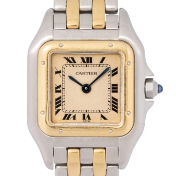 CARTIER CARTIER Panthere '2 Row' Ref 66921 Damenuhr. Ca. 90er Jahre. Box und Blanko Papiere.