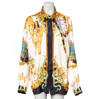 VERSACE GIANNI VERSACE VINTAGE Seidenhemd 'NATIVE AMERICAN BUFFALO BILL', Gr. 50.