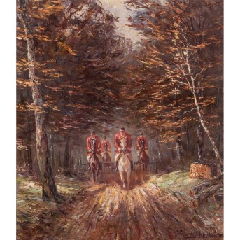 AHRWEILER, WILLY P. (Wilhelm, 1905- um 1987), 'Ausritt zur Hubertusjagd',