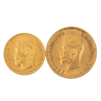 Russisches Zarenreich/GOLD – Zar  Nicholas II., 5 und 10 Rubel,