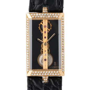CORUM Golden Bridge, Ref. 13.151.56 in 18K Gelbgold mit Box und Papieren von 1996.