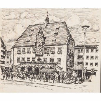 KLEIN, EITEL (1906-1990) 'Das Rathaus von Heilbronn' 1974.