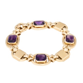 Armband mit 4 achteckigen Amethysten
