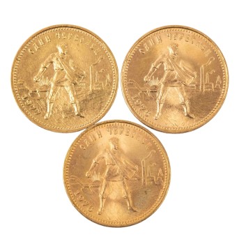 Russland/GOLD - 3x 10 Rubel Tscherwonez,