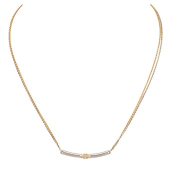 Collier mit Diamant im Ovalschliff 0,12 ct (grav.),