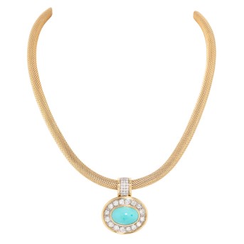 Anhänger mit Türkiscabochon und Brillanten