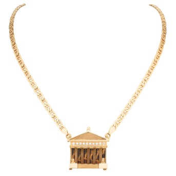 Collier 'PANTHEON' mit Tigerauge und 10 Brillanten 0,53 ct.