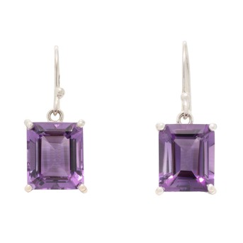 Paar Ohrhänger mit Amethyst, 