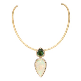 Elegantes Collier mit Opal  29,52 ct. und Turmalin 11,92 ct.