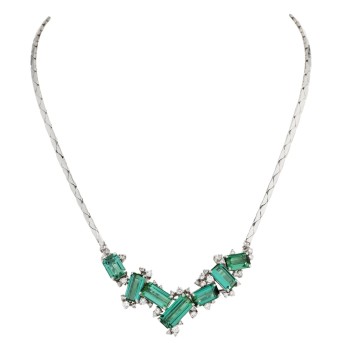 Collier mit 7 Turmalinen und 45 Brillanten,