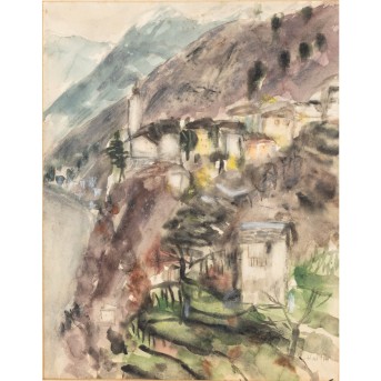 FOERSTER, HEIDI (1932) 'Südländisches Bergdorf, wohl im Tessin oder Südtirol' 1961