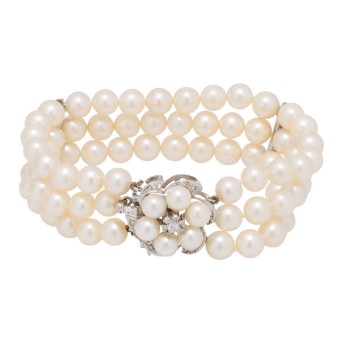 3-reihiges Akoya-Zuchtperlen-Armband .