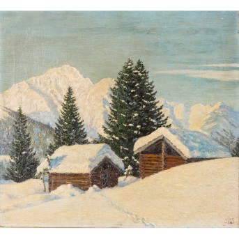 WEISE, ALEXANDER (1883-1960), 'Almhütten in den verschneiten Alpen',