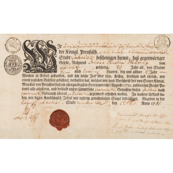 KÖNIGREICH PREUSSEN – ZUNFT-KUNDSCHAFT (1781)