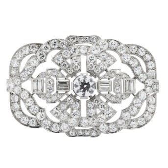 Art Déco Brosche mit zahlreichen Diamanten