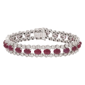 Armband mit Rubinen und Brillanten zus. ca. 5,3 ct,