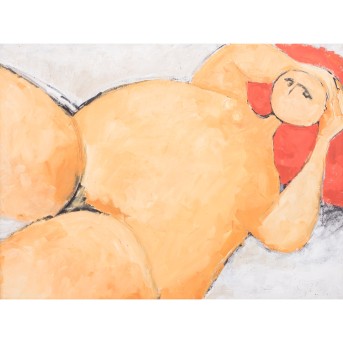 MALER/IN 20./21. Jh., „Liegender weiblicher Akt“,