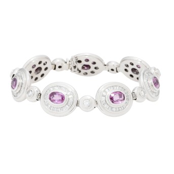 VON HOFEN Armband mit 7 pink Safiren 7,11 ct.  und Diamanten zus. 5,12 ct.