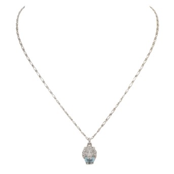 GUCCI GUCCI Collier mit Anhänger 'Löwenkopf mit Aquamarin',