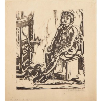 SCHÖNMANN, ERWIN (1906-2001), „Mann vor Ofen“,