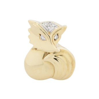 Brosche 'Fuchs' mit Brillanten zus. ca. 0,1 ct,