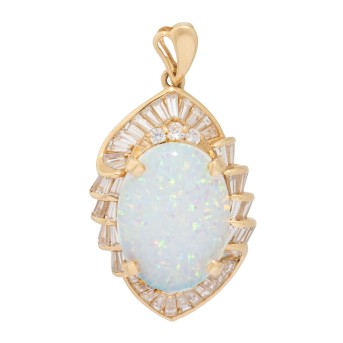Anhänger mit syth. Opal und Diamantimitationen