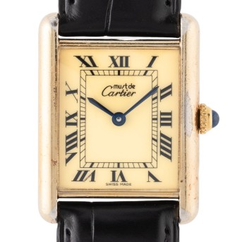 CARTIER Tank Vermeil Herrenuhr Ref. 590005 mit neuer Revision, Box und Papiere 1991.
