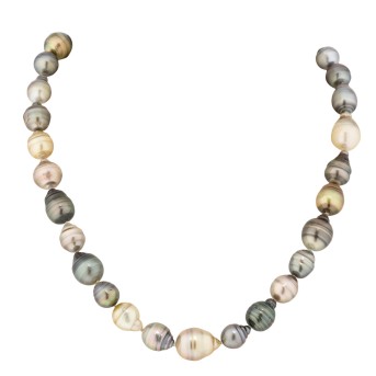 Collier aus barocken Tahitiperlen,