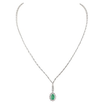 Collier mit Smaragdtropfen und Brillanten