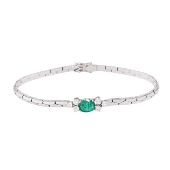 Armband mit ovalem Smaragd und 6 Brillanten