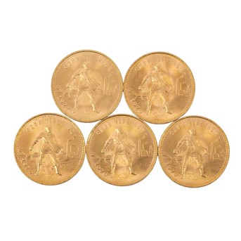 UdSSR /GOLD - 5 x 1 Tscherwonetz (10 Rubel) 70er Jahre