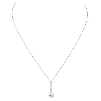 Art Déco zierliches Collier mit Altschliffdiamanten,