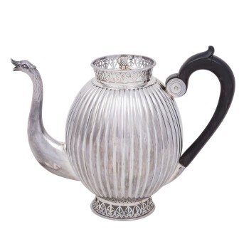 FRANKREICH/ PARIS Kaffeekanne, 950 Silber, zwischen 1798-1809,